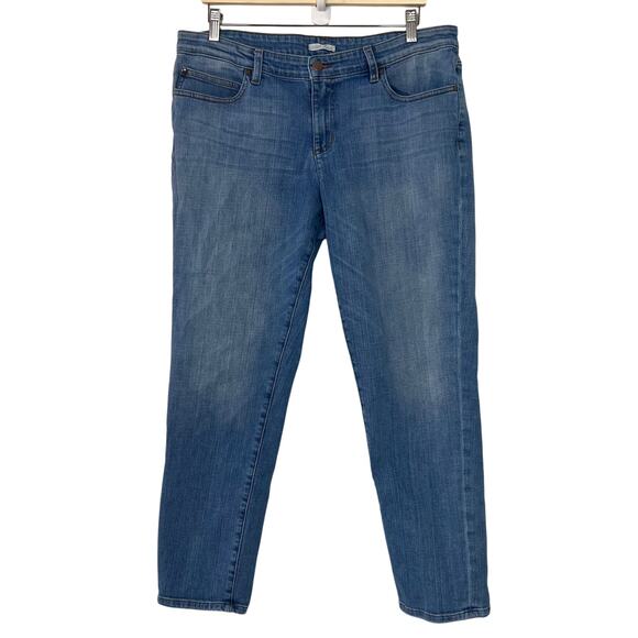 Eileen Fisher Sz 14 Organic Cotton Light Wash Straight Ankle Stretch Denim Jean - Picture 1 of 8